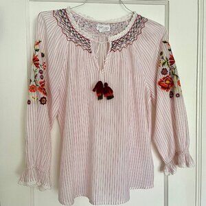 NWOT Velvet by Graham & Spencer Embroidered Peasant Blouse | Size Small